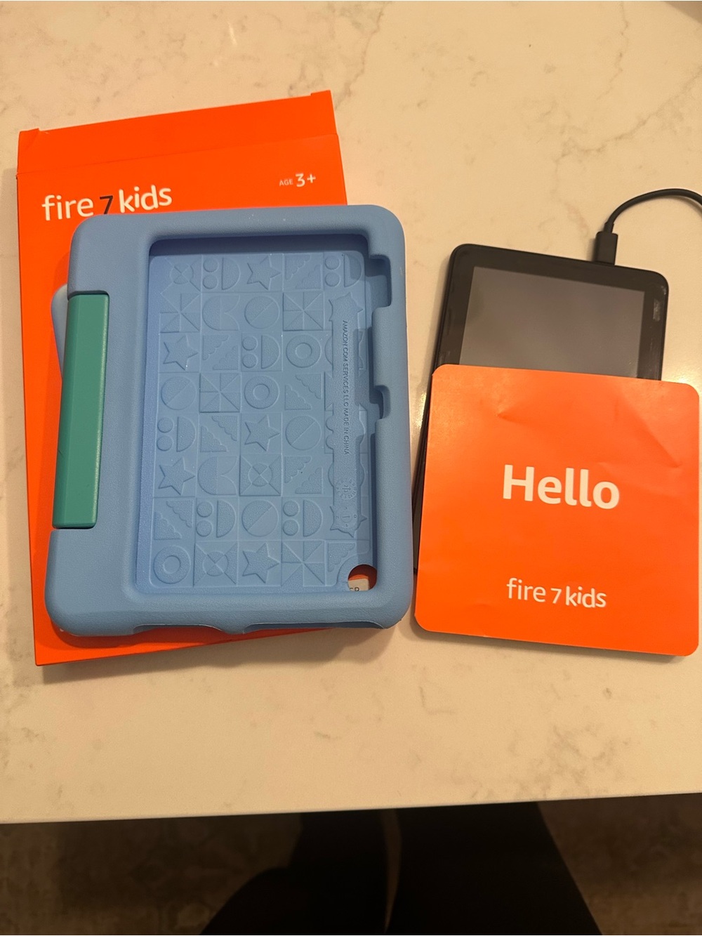 Amazon Fire 7 Kids Tablet with Light Blue and Teal Protective Case